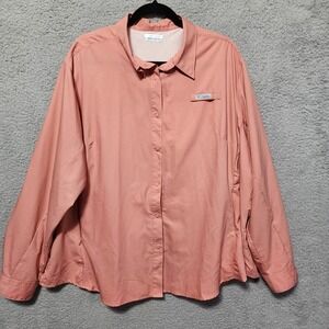Columbia‎ Pink PFG Backwater Long Sleeve Button Fishing Shirt Womens 3X Pockets